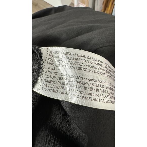 MNG Mango Ruched Midi Dress Womens Size 10 Square Neck New Black Sleeveless - Picture 16 of 16